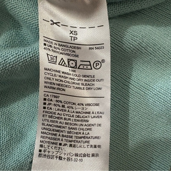 Banana Republic Aqua Blue Sweater Womens Sz XS Cotton Blend Pullover Crew Neck - Picture 9 of 9